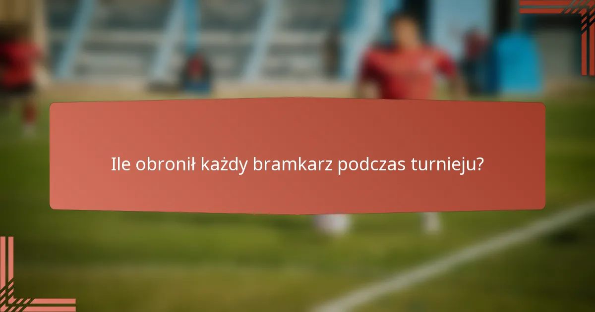 Ile obronił każdy bramkarz podczas turnieju?
