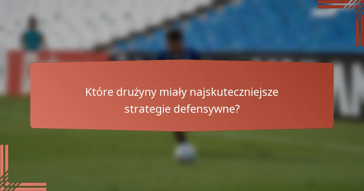 Które drużyny miały najskuteczniejsze strategie defensywne?
