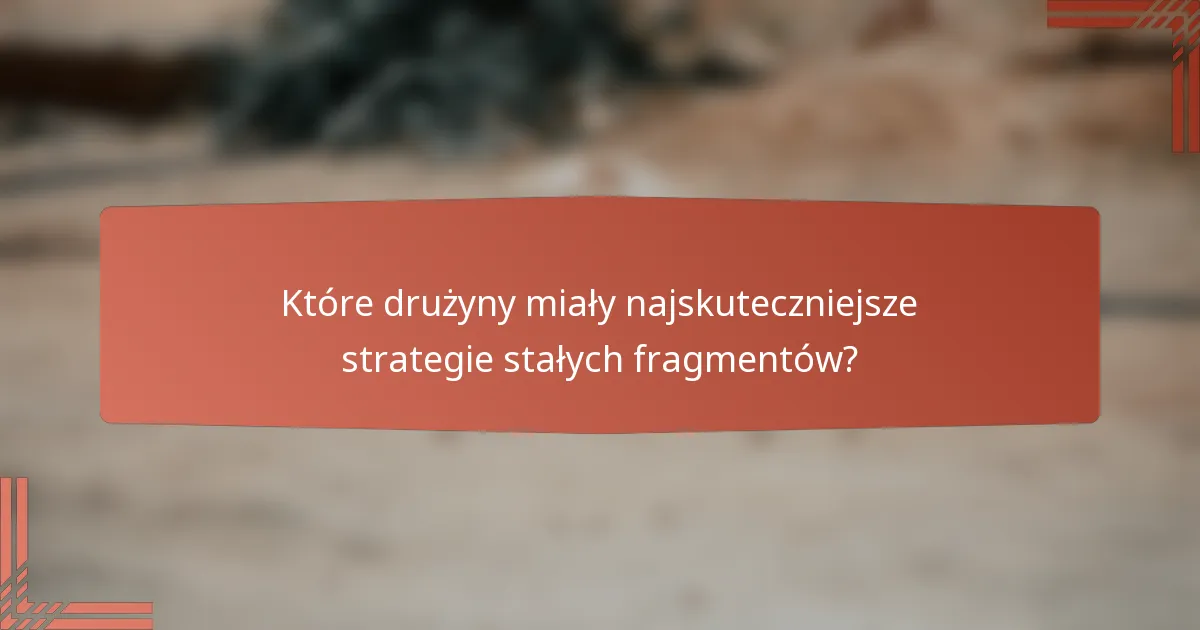Które drużyny miały najskuteczniejsze strategie stałych fragmentów?