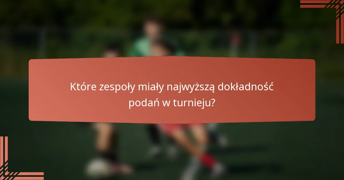 Które zespoły miały najwyższą dokładność podań w turnieju?