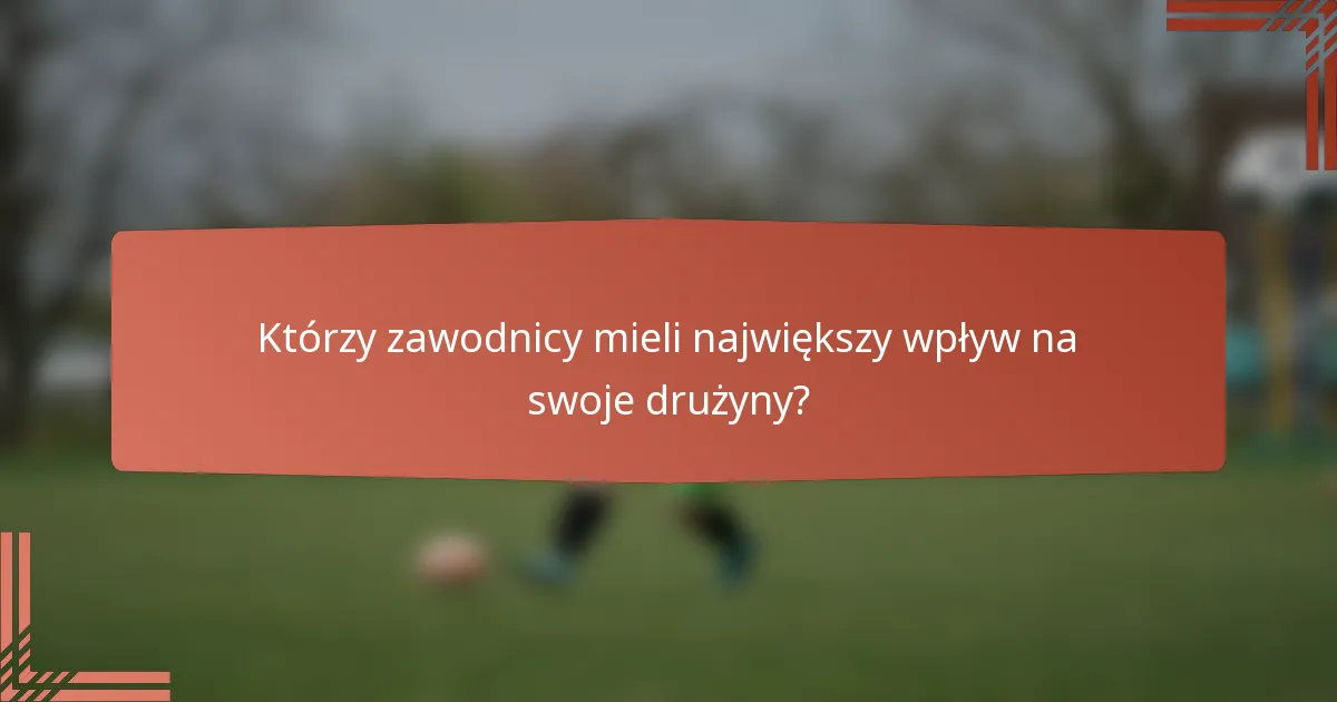 Którzy zawodnicy mieli największy wpływ na swoje drużyny?